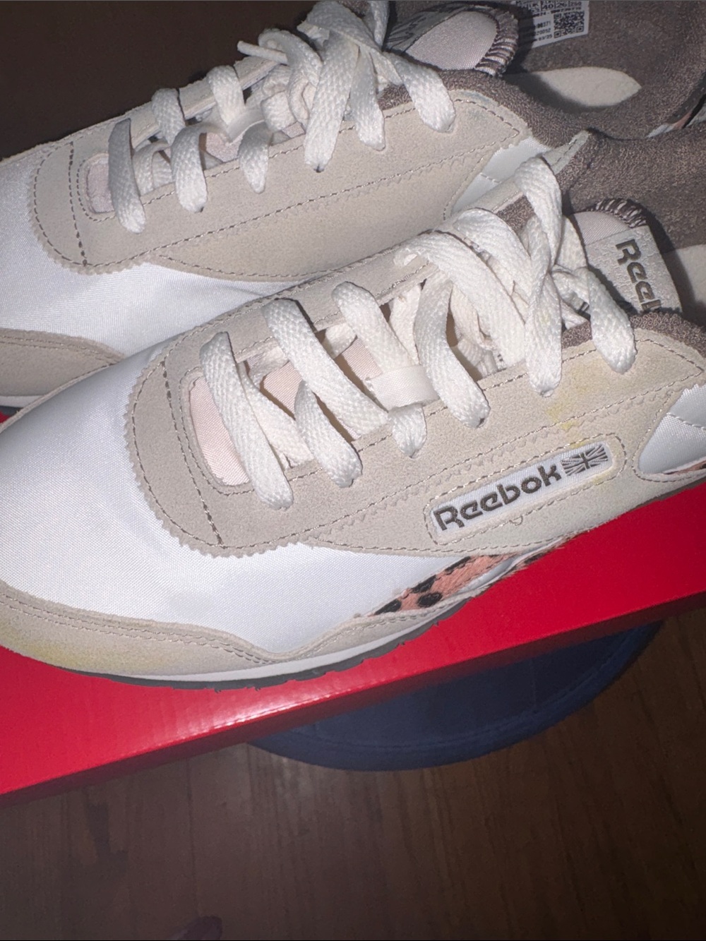 Reebok Women's Beige & White Sneakers with Leopard Trim - Picture 6 of 8